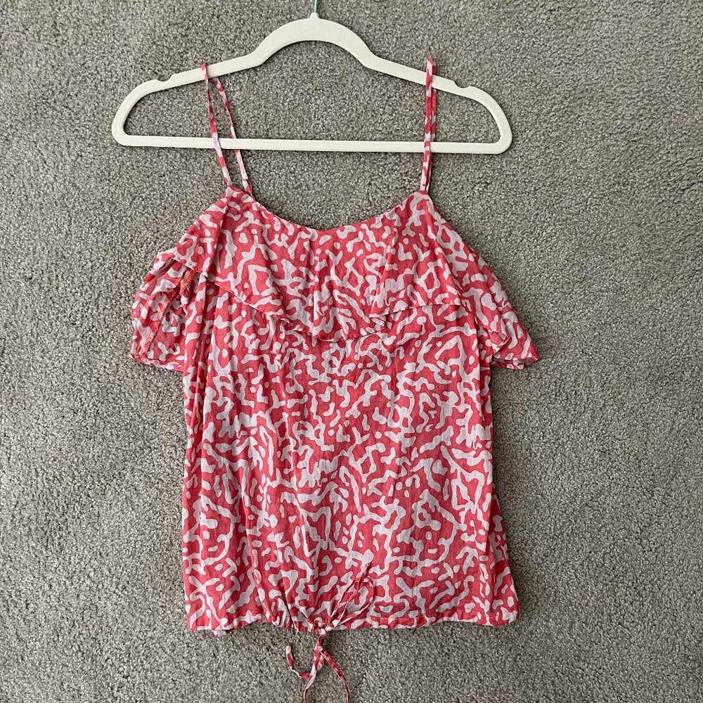 Jack by BB Dakota Coral Ruffle-Top Blouse Size S